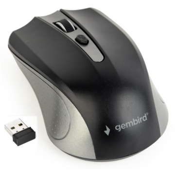 Mouse GEMBIRD MOUSE  PC sau NB, wireless, 2.4GHz  Bluetooth, optic, 1600 dpi, butoane/scroll 4/1, negru/GRI, „MUSWB-4B-04-GB” [ MUSWB-4B-04-GB]