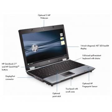 Laptop Refurbished HP ProBook 6450B Core i5 520M 2.40GHz 4GB DDR3 500GB 14 inch