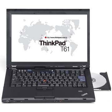 Laptop Refurbished Lenovo ThinkPad T61 Intel Core 2 Duo T7500 2.2 Ghz 2GB DDR2 160 HDD Sata 15.4 inch DVD-ROM