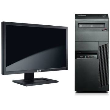 Lenovo ThinkCentre M91p Core i7-2600 3.40GHz 4GB DDR3 320GB HDD SATA DVD Tower + Monitor Dell 2209WAF Black